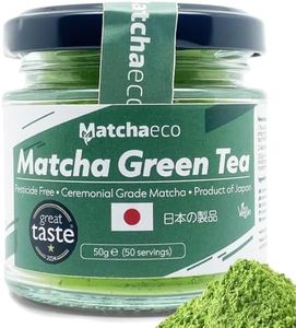Matchaeco 50g Japanese Matcha Green Tea Powder | Stone Ground Ceremonial Grade From Japan | Pesticide-Free Matcha Powder| Recyclable Jar And Lid | Vegan, Cooking and Kitchen Gift Ideas | (50g, Matcha)