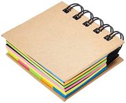 eBuyGB Sticky Notes Box Multi Memo Notepad Portfolio, 5 Colours, Brown,7 x 7.5 x 2.3 cm