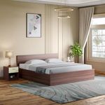 Interio by Godrej EWA Engineered Wood Bed with Box Storage (King), 1-Year Warranty, Brown, Particle Board