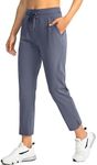 Soothfeel Women's Pants with 4 Pockets 7/8 Stretch High Waisted Sweatpants Travel Athletic Work Golf Pants for Women(Dusty Blue, Small)