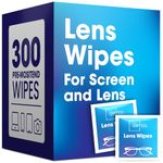 Lens Wipes for Eyeglasses - Pre-moistened Eyeglass Lens Cleaning Wipes - 300 Lens Wipes Individually Wrapped Sracth-Free Streak-Free Eye Glasses Wipes Lens Cleaner for Sunglass & Camera Lens