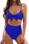 Blooming Jelly Womens High Waisted Bikini Set Tie Knot 2 Piece Bathing Suit Swim Suits Swimuits 2025 (Large, Neon Blue)