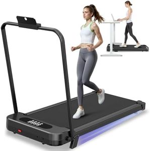 Dskeuzeew Walking Pad treadmill 7% Incline Foldable with Handle Bar, 8KM/H Folding Running Machine Portable Under Desk for Home Office, Compact Mini for Small Spaces, Safety Lock, Remote Control