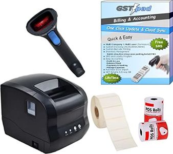 GSTpad Software Combo Receipt and Barcode 3 inch Printer; Wireless Barcode Scanner; Billing and Accounting Software(POS); Thermal Receipt and Barcode Rolls