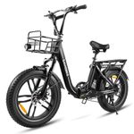 SAMEBIKE Electric Bike, Folding Adult Electric Mountain Bike, 36V 13AH Removable Battery, 7 Speed Gears, 20" *4.0" Fat Tire, Suspension Fork,with Rugged Front Basket and Rear Bracket, Quick Delivery