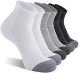 CS CELERSPORT 6 Pack Men's Ankle Socks with Cushion Athletic Running Socks, Black+White+Light Grey, Shoe Size: 12-15