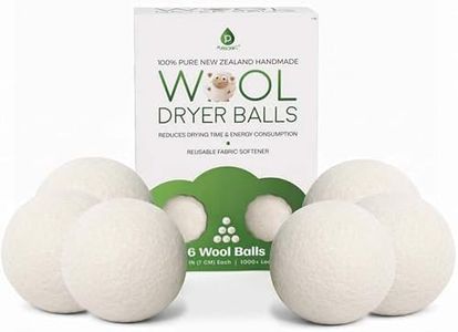 Pursonic Laundry Wool Dryer Balls – Reusable Dryer Balls Made from 100% Pure New Zealand Wool – Natural Fabric Softener Balls - Saves Drying Time/Energy Consumption (Pack of 6)