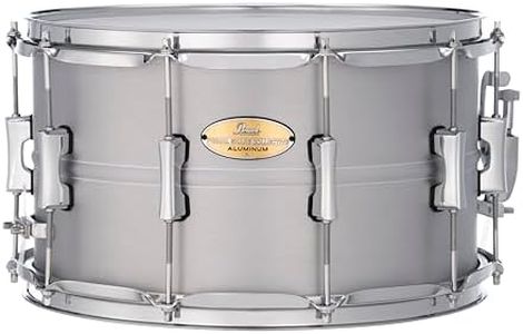 Pearl Primal Snare Collective 14"x8" Aluminum Snare Drum with Beaded 1mm Shell, Brushed Finish, 2.3mm Triple-Flanged Hoops, Dual Tension lugs, and deluxe strainer.