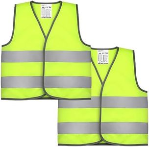 Firtink 2 Pieces Hi Vis Vests for Kids,Kids High Visibility Reflective Vest,High Vis Vests,Hi Vis Safety Vests,High Vis Jacket with Reflective Strips for Kids Outdoor (S)