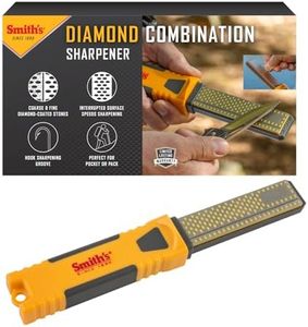 Smith's DCS4 4” Diamond Combination Sharpener - Double Sided Stone - Outdoor Field Knife Sharpener - Fish Hook & Pointed Tools Micro Sharpener - Lightweight, Compact, Handheld