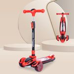 R for Rabbit Road Runner Racer Scooter for Kids of 3+ Years Age, 4 Level Height Adjustment Kids Scooter, PU LED Wheels & Weight Capacity Upto 75 kg Kick Scooter | 6 Months Warranty | (Red Black)