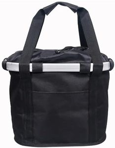 Foldable Bike Basket, Waterproof Front Bicycle Basket, Small Pets Cat Dog Folding Carrier, Detachable Easy Install Front Basket, Quick Release 36 * 24 * 26cm (Black)