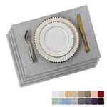 Home Brilliant Grey Placemats, Fine Cut Heat Resistant Place Mats Dinner Mats, Cotton Woven Table Mats for Dining/Kitchen Table, Set of 4, 33 x 48 cm, Light Grey