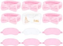 YARIEW 12 Pcs Bride Spa Headbands and Eye Masks for Bachelorette Party Favors, White Pink Bride Spa Headband, and Bridesmaid Eye Mask Spa Party Supplies Bridal Shower Gifts Wedding