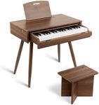STRICH 37 Keys Kids Piano Keyboard Set, Mini Digital Piano for Kids With Stand Chair, Drawer Design Wood Piano for 3+ Girls and Boys, Walnut Color, SEK-50