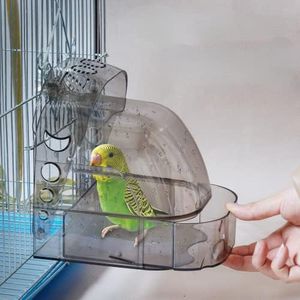 Bird Bath Cage, Cleaning Pet Supplies Cockatiel Bird Clear Bathtub with Bottom Drawer for Little Bird Parrots Spacious Parakeets Portable Shower for Most Birdcage