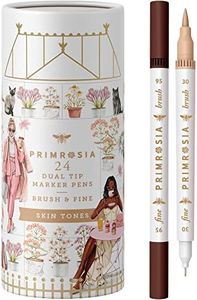 Primrosia 24 Skin Tones Dual Tip Marker Pens, Hair and Portrait Watercolor Sketch Set – Fine and Brush Ends, Art Supplies for Coloring, Sketching and Drawing