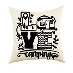 Ogiselestyle Love Camping Throw Pillow Cover, 18 x 18 Inch Summer Camping Trailer Cushion Case Decoration for Sofa Couch