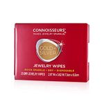Connoisseurs Jewelry Wipes – Gold, Silver & Diamond Cleaner, Tarnish Remover & Polishing Cloths – Compact No-Rinse Disposable Wipes for Restoring Shine – 25 Count