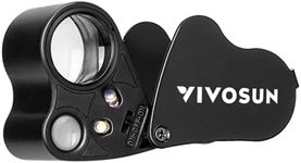 VIVOSUN 30X 60X Illuminated Jewelers Loupe Foldable Magnifier with LED Light for Jewelry Gems Watches Coins Stamps Antiques Black