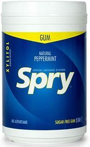 Spry Fresh Natural Xylitol Stronger Longer Chewing Gum Dental Defense System Aspartame-Free Sugar Free Gum (Peppermint, 550 Count - Pack of 2)