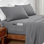 Bare Home Twin XL Sheet Set Dual Pocket- College Dorm Size - Premium 1800 Ultra-Soft Microfiber Twin Extra Long Sheets - Double Brushed - Twin XL Sheets Set - Deep Pocket - Bed Sheets (Twin XL, Grey)