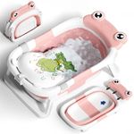 COOSEYA Newborn Bathtub, Foldable Baby Bath Tub for Infant to Toddler, Collapsible Bathtub with No-Slip Feet, Travel Outdoor Design (Pink)