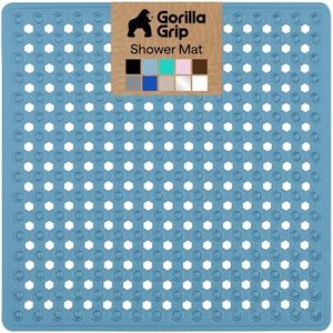 Gorilla Grip Original Bath, Shower, and Tub Mat (21x21), Machine Washable, Antibacterial, BPA, Latex, Phthalate Free, XL Size Bathroom Mats, Materials (Sky Blue Opaque)