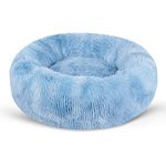 BVAGSS Small Dog Bed,Anti-Anxiety Donut Cuddler Cozy Soft Round Bed,Calming Plush Washable Round Fluffy Pet Cushion Bed for Puppy & Kitten JA037 (16 inch, Gradient Blue)