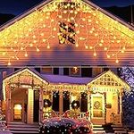 Opard 200 LED Christmas Lights 7.8m with 8 Lighting Modes Timer Function Icicle Fiary Lights for Christmas, Home, Party, Warm White