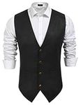 COOFANDY Men's Suede Leather Suit Vest Casual Western Vest Jacket Slim Fit Vest Waistcoat