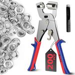 Eyelet Punch Kit, Preciva 10mm Grommet Kit with 200pcs Metal Grommet Eyelets, Fabric Hole Puncher, Curtain Eyelet Kit for Tarpaulin, Banners, Clothing, Ergonomic Handle, Lock Mechanism