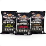 Bear Mountain 3-Pack Wood Pellets for Smoker, Grill & BBQ, 20 Lb, Apple, Hickory & Gourmet - Premium Hardwood Barbecue Pellets for Indoor and Outdoor Grilling