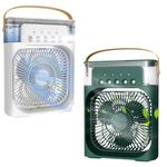 TRIDEO combo C53 - Portable Air Conditioner Fan Mini Evaporative Cooler with 1/2/3 Timer, 3 Wind Speed, and 3 Spray Mode, Rechargeable Fan(green & white)