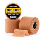 3 Rolls SPORTTAPE Tan Zinc Oxide Tape - 5cm x 10m - High Strength Athletic Tape, Blister Prevention Tape | Sports Strapping Tape & Shoulder Tape for Rugby, Gym, Weightlifting