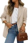 PRETTYGARDEN 2025 Blazers for Women Business Casual Long Sleeve Lapel Open Front Suit Jacket Work Blazer with Pockets (Beige Apricot,Medium)