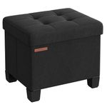 SONGMICS Storage Ottoman, Bedroom Bench with Storage, Foot Stool, 12.6 x 15.8 x 13.2 Inches, Ink Black ULSF012B01