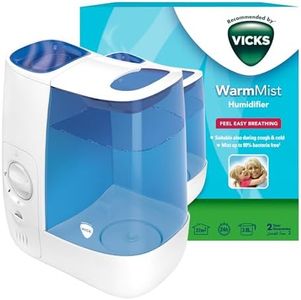 Vicks Warm Mist Humidifier - 3.8 litre tank - More comfortable sleep and easy breathing - Up to 99% Bacteria-Free mist - Rooms up to 37m2 - Bedroom suitable - Essential oil pad included - VH845