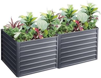 Green Fingers Garden Bed Galvanized Steel Planter Box, Gardening Supplies Plant Containers Patio, 100 x 100 x 77cm Set of 2 Raised Beds Square for Vegetables Flowers Herbs