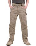 MAGCOMSEN Mens Outdoor Durable Multi Pockets Relaxed-Fit Tactical Cargo Pants Work Trousers Khaki 36