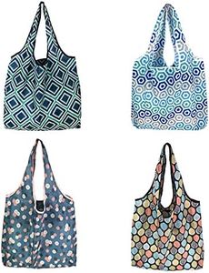 Kytpyi bolsa de la compra plegable grande, 4 piezas bolsas reutilizables ecológicas, con asas de tela, para uso diario viajando.