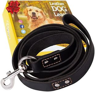 ADITYNA - Heavy Duty Leather Dog Leash 6 Foot - Strong and Soft Leather Leash for Extra Large, Large and Medium Dogs - Dog Training Leash (XL - 6 ft x 1 inch, Black)