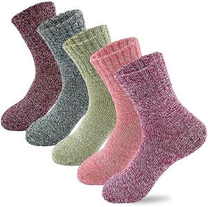 LKV 5 Pairs Wool Socks for Women - Stocking Stuffers Christmas Gifts for Women - Cute Cozy Thick Womens Socks