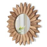 LOSOUR Boho Wall Decor Sunburst Mirror 12 inch Rustic Round Wood Mirror Boho Mirror Home Decor Farmhouse Room Decorations for Bedroom Living Room