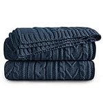 Aormenzy Navy Blue Cable Knit Throw