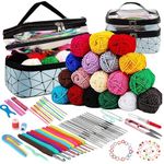 FIVAVA Crochet Kits for Beginners Adults,105 Pcs Beginners Crochet Kit,Crochet kit Includes Ergonomic Metal Crochet Hooks, Wool, Case and Knitting Accessories,Craft Kits for Adults UK