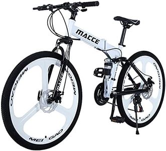 Hyhome VTT Vélo de montagne pliable pour adulte, roues de 66 cm, 3 rayons 27 vitesses, vélo de montagne à double disque de frein pour homme et femme (blanc)