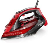 Utopia Home Steam Iron for Clothes - Non-Stick Soleplate - 1800W Clothes Iron - Adjustable Thermostat Control, Overheat Safety, Variable Steam Control, Auto-Off, Self-Clean, 8 Feet Cord Red/Black