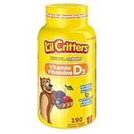 L'il Critters Kids Vitamin D3 Gummies,800 IU Vit D3 Daily Dose, Supports Bone Health*, Naturally Sourced Flavors, 190 Count (3 Month Supply), Packaging may vary.