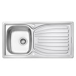 JASSFERRY Stainless Steel Kitchen Sink Single 1.0 Bowl Reversible Top Overflow Hole with Waste Pipes Clips, 980 x 510 mm